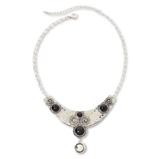 Aris by Treska Silver Tone & Black Stone Collar Necklace