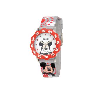 Disney Mickey Mouse Kids Time Teacher Gray & Red Strap Watch, Boys