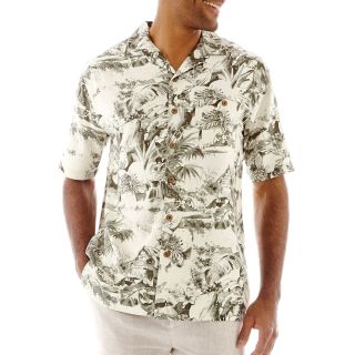 Island Shores Short Sleeve Silk Floral Shirt, Ivory, Mens