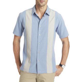 Van Heusen Short Sleeve Paneled Shirt, Blue, Mens