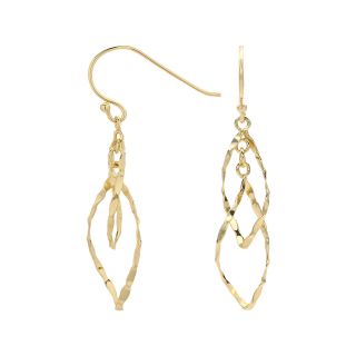 Bridge Jewelry Gold Plated Double Leaf Openwork Abstract Drop Earrings