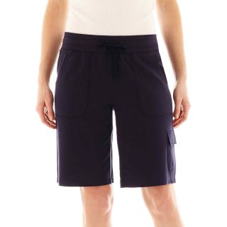 Made For Life French Terry Cargo Pocket Bermuda Shorts, Navy Seal, Womens