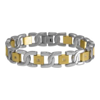 Mens 1/10 CT. T.W. Diamond Two Tone Stainless Steel Bracelet