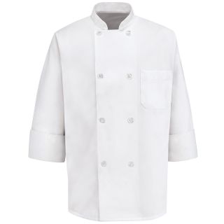 Chef Designs 8 Pearl Button Chef Coat Big and Tall, White