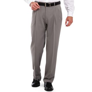 Haggar Smart Fiber Pleated Trousers, Gray, Mens