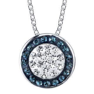 Bridge Jewelry Silver Plated Montana Blue & Clear Crystal Circle Pendant