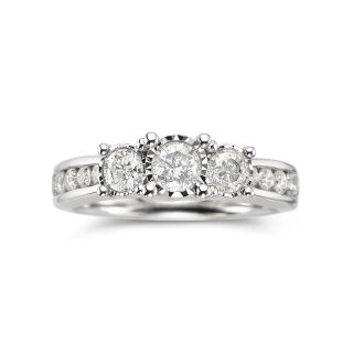 TruMiracle 1 CT. T.W. Diamond 3 Stone Engagement Ring, White/Gold, Womens