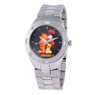 Disney Fortazela Womens Garfield Silver Tone Stainless Steel Watch