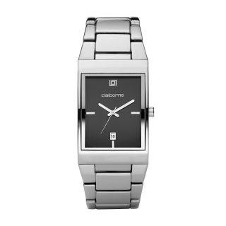 CLAIBORNE Mens Silver Tone Ionic Plating Watch