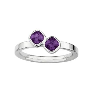 ONLINE ONLY   Sterling Silver Genuine Amethyst Ring, White, Womens
