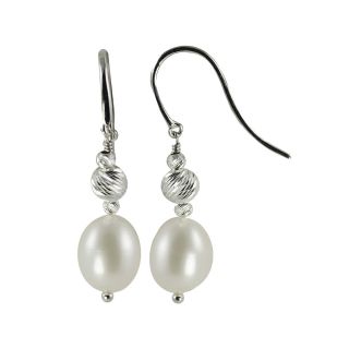 Sterling Silver Rice Pearl Earrings, Womens
