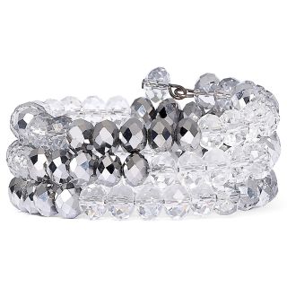 Gray & Clear Glass Bead Coil Bracelet