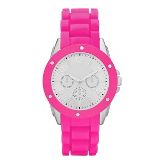 Womens Crystal Accent Faux Chronograph Watch, Pink