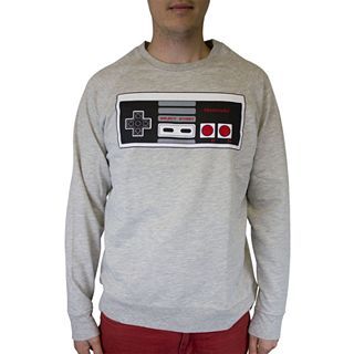 Nintendo Controller Graphic Fleece Sweatshirt, Ath Heather Contrl, Mens