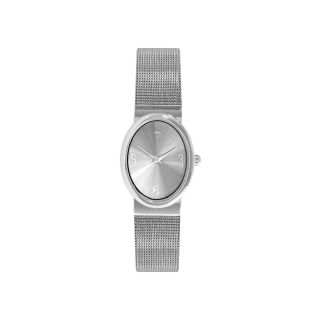 Womens Diamond Accent Mesh Bracelet Watch, Silver