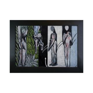 Bathers by a River Framed Canvas Wall Art