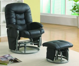 Coaster Comfort Swivel Glider Chair with Ottoman in Black Model 600227