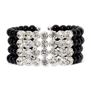 Vieste Crystal & Jet Black Bead Cuff Bracelet