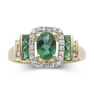 10K Gold Emerald & Diamond Accent Ring, Yellow/Gold, Womens