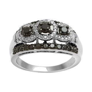 1 CT. T.W. White and Color Enhanced Black Diamond Ring, Womens