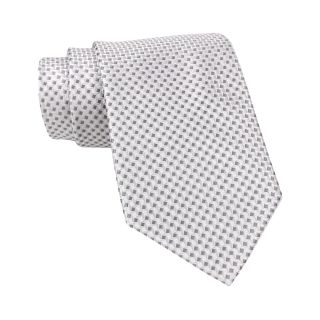 Stafford Micro Square Silk Tie, White/Gray, Mens