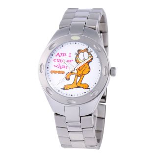 Disney Fortazela Womens Garfield Silver Tone Stainless Steel Watch