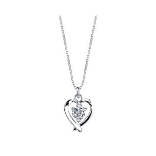 Bridge Jewelry Footnotes Sterling Silver Cubic Zirconia Heart Mom Pendant