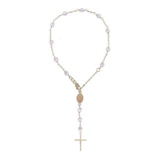 10K Gold Crystal Rosary Bracelet, Womens