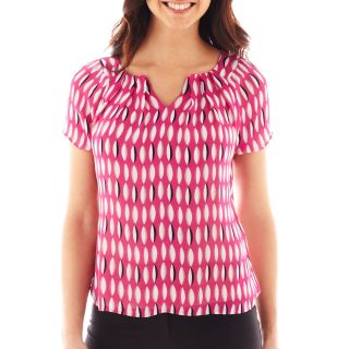 Worthington Short Sleeve Woven Shirt   Petite, Pink