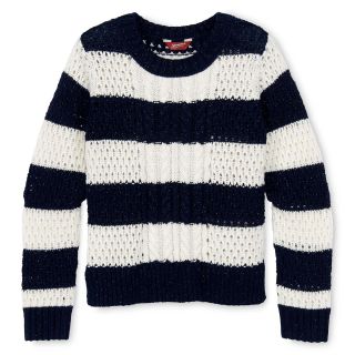 ARIZONA Mixed Stitch Striped Sweater   Girls 6 16 and Plus, American Navy Stri,