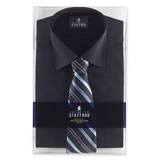 Stafford Shirt and Tie Set, Black, Mens