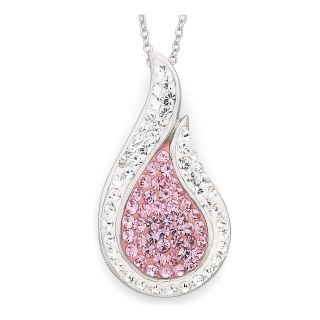 Pink & White Crystal Teardrop Pendant, Womens