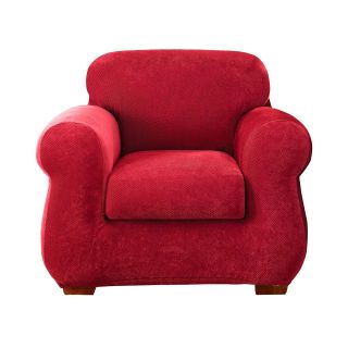 Sure Fit Stretch Piqué 3 pc. Chair Slipcover, Garnet (Red)