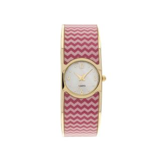 Womens Patterned Closed Bangle Bracelet Watch, Pink