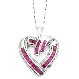 Diamond Accent & Lab Created Ruby Heart Pendant, Womens