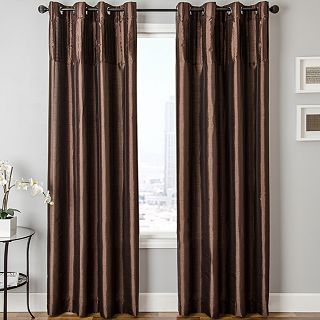Colfax Faux Silk Grommet Top Curtain Panel, Chocolate (Brown)