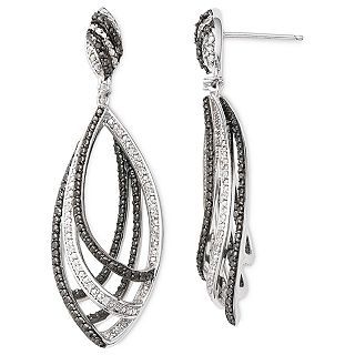 1/10 CT. T.W. White & Color Enhanced Black Diamond Multi Loop Earrings, Womens