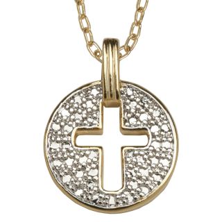 Bridge Jewelry Diamond Accent, Cross Medallion Pendant Necklace, Gold