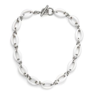 Stainless Steel & Ceramic Link Necklace, Womens