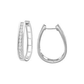 1 CT. T.W. Diamond Sterling Silver Hoop Earrings, Womens