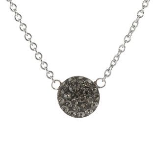 Bridge Jewelry Pure Silver Plated Gray Crystal Disc Pendant