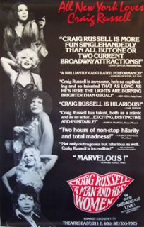 CRAIG RUSSELL A MAN AND HIS WOMEN (ORIGINAL THEATRE POSTER)