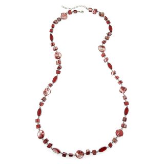 Red Shell & Glass Long Strand Necklace
