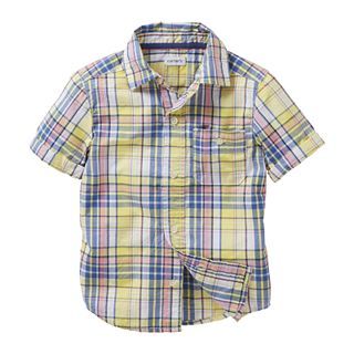 Carters Short Sleeve Yellow Plaid Woven Shirt   Boys 2t 4t, Yellow, Boys