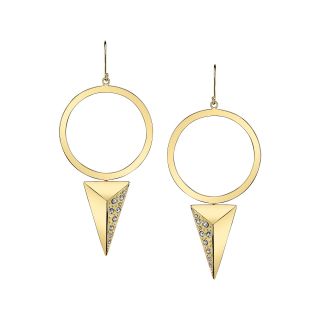 DOWNTOWN BY LANA Gold Tone Crystal Pyramid Hoop Earrings, Womens