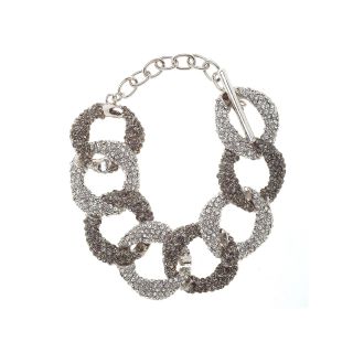 Natasha Clear & Gray Pavé Link Bracelet, Womens