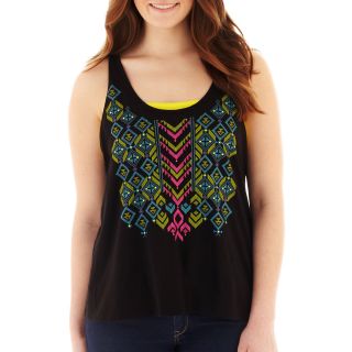 ARIZONA Flyaway Back Tank Top   Plus, Black, Womens