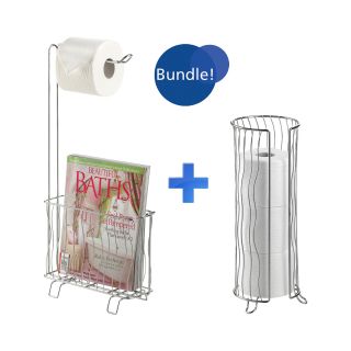 Wave Toilet Caddy and Tissue Roll Holder Bundle
