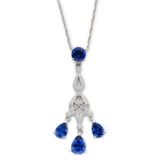 Lab Created Blue Sapphire & Diamond Accent Chandelier Pendant, Womens