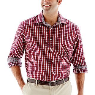 TAILORBYRD Woven Shirt Big and Tall, Cherry/navy, Mens